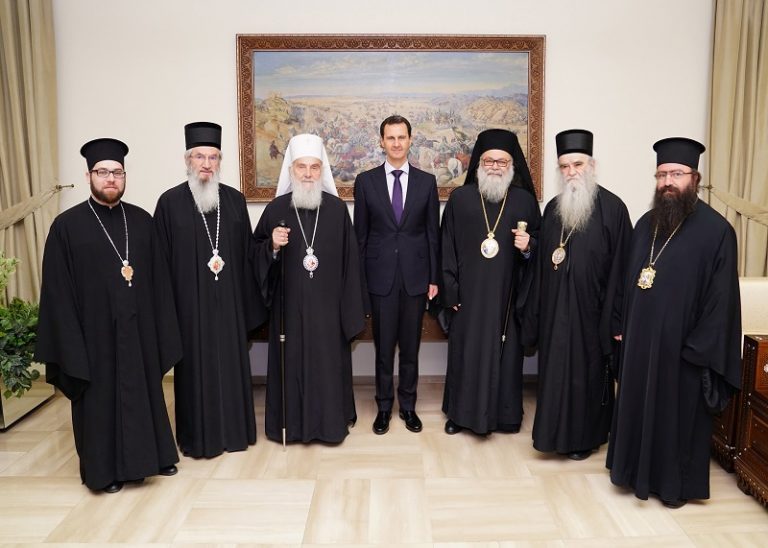 Irinej takohet me Bashar al Asadin: ja ç'e bashkon Serbinë me Sirinë 15 190603mp lq wfd shb lqds lbtryrk yrnws btryrk srby 03