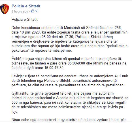 Screenshot 2020 04 14 Policia e Shtetit Posts
