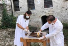 FOTO- Berat, specialistët vijojnë dezinfektimin e veprave të artit
