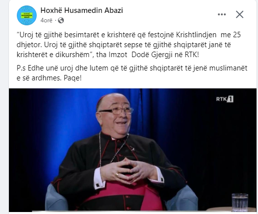 Urime me “spec” për Kërshëndella, hoxha i përgjigjet priftit