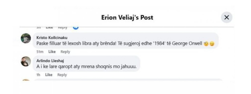 ‘Nga aty ku je, i ke larë çorapet?’/ Komentuesit ‘masakrojnë’ kryebashkiakun e arrestuar Erion Veliaj 3 eef92cdbf916aa7a3c96d84f574f803b
