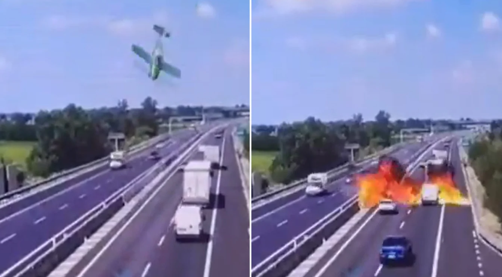 VIDEO TRONDITËSE/ Avioni rrëzohet në mes të autostradës në Itali, dy të vdekur 11 avvv