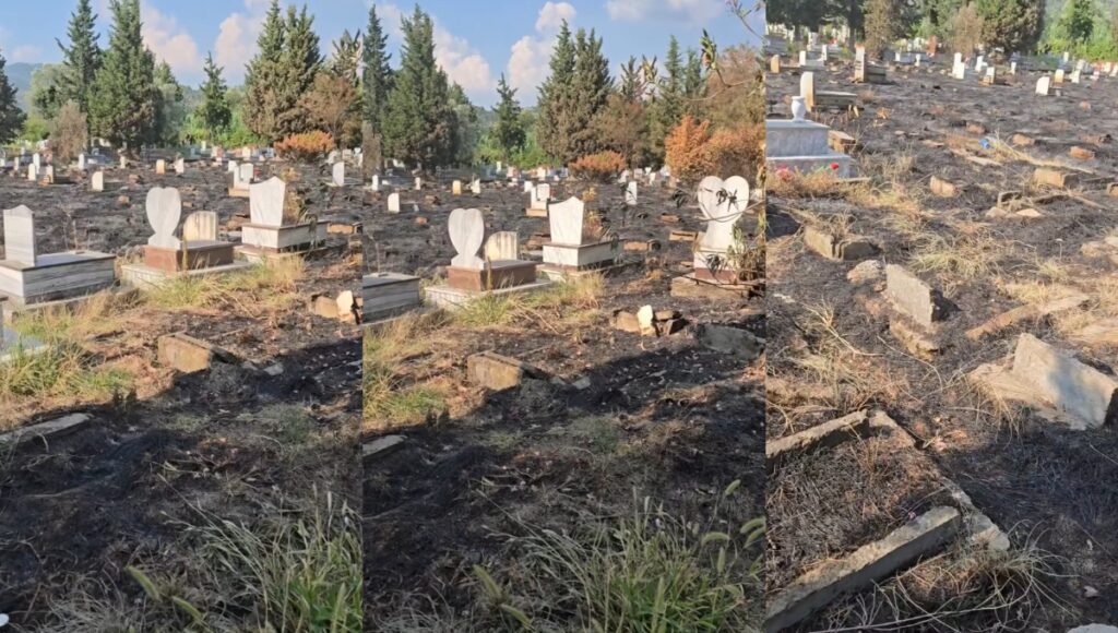 VIDEO/ Në Elbasan, pas plehrave, u venë zjarrin edhe varrezave 5 zjarri varreza 1024x580 1