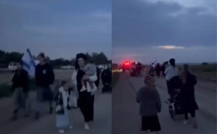 Kolonë të paligjshëm hebrenj, kriminalisht drejt Gazës me flamuj izraelitë