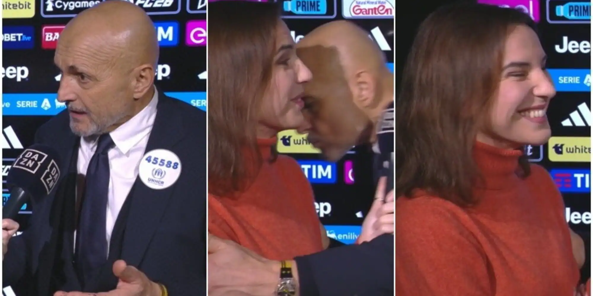 VIDEO/ Momenti i pazakontë, trajneri i Juves puth gazetaren: A është penallti kjo?