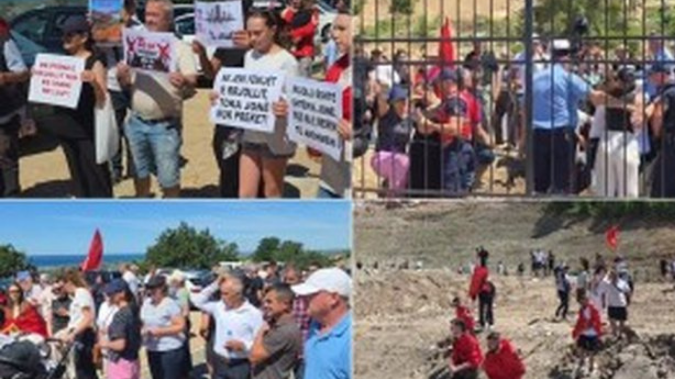 Protesta kundër resortit në Rrjoll, banorët shembin rrethimin prej hekuri dhe futen në kantier! Përplasje me policinë