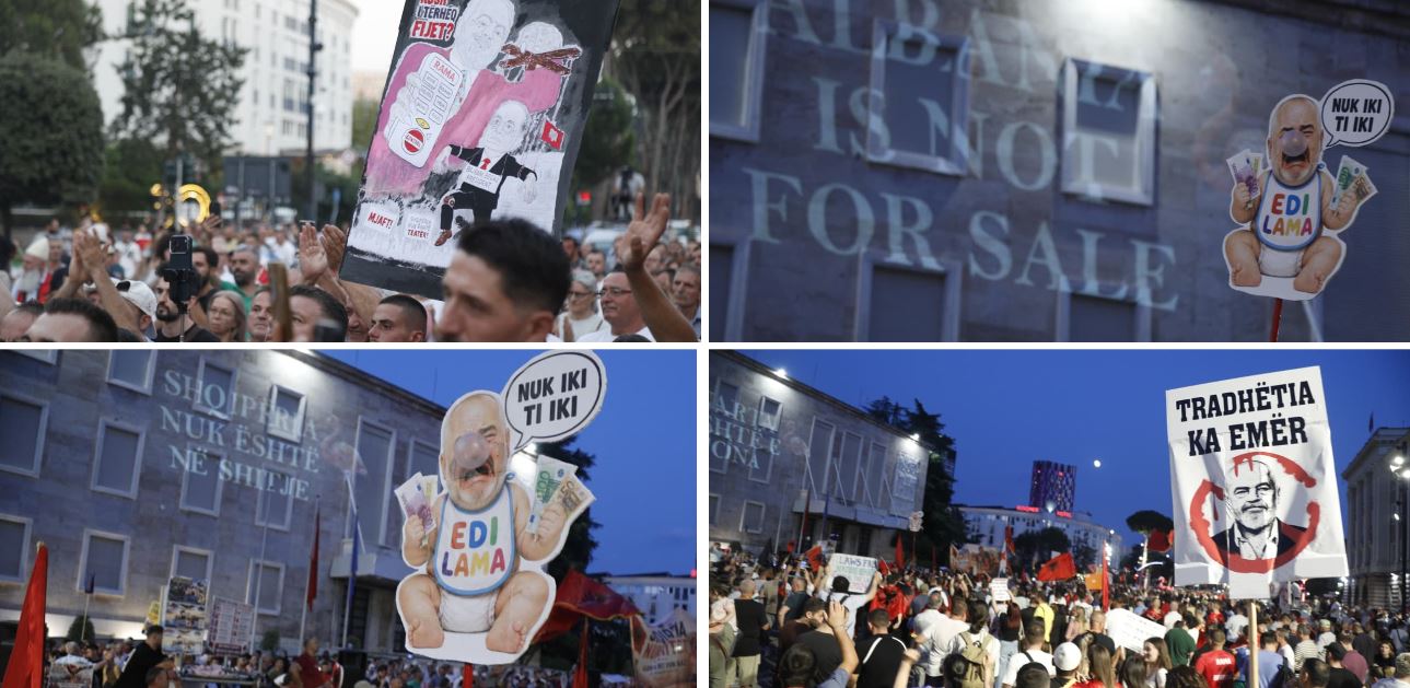 FOTOLAJM/ “Tradhtia ka emër” – Pankartat pikante që goditën Ramën në protestë: Shqipëria nuk është në shitje! 6 ewrewrwerwerwer