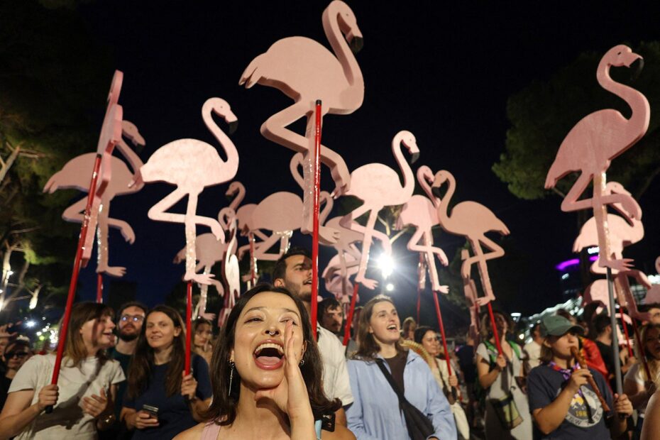 1 albania flamingo revolution gen z 2026 06 19T205947Z 311021425 RC28XLAHW5YJ RTRMADP 3 ALBANIA PROT