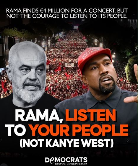 4 mln euro për Kanye West, Partia Demokratike Europiane-Ramës: Shqipëria meriton demokraci një të ardhme europiane dhe jo spektakël 5 europaaaa