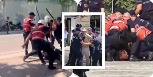 VIDEO-LAJM/ Përplasje e dhunë në protestën para Parlamentit! Momenti kur efektivët shtrijnë përtokë protestuesit, shoqërohet edhe Altin Goxhaj 12 policia protesta