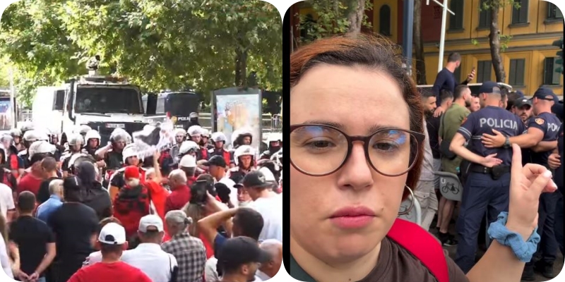 Revolta para Kuvendit/ Denoncon aktivistja e Lëvizjes Bashkë: Protestuesit po provokohen nga persona pa uniformë policie, duan konflikt (VIDEO) 10 policia protestee