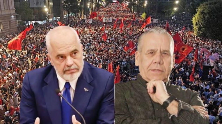 Edi Rama Kim Mehmeti protesta