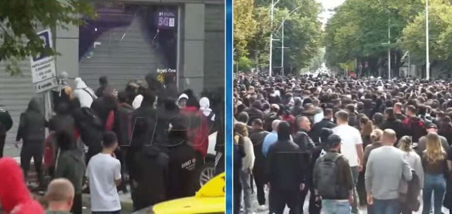 Vijojnë tensionet te “Dollari”, protestuesit shkallmojnë qepenin e kompanisë celulare ‘One’ (VIDEO) 1 Syqan