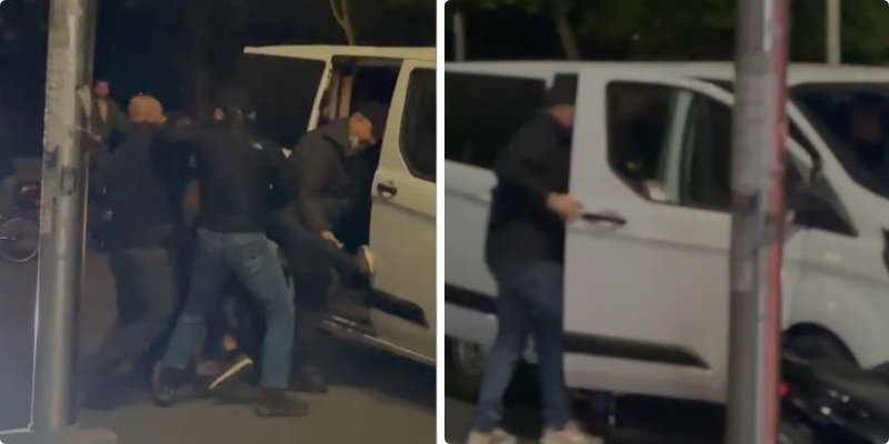 VIDEO – Shqetësuese! Ulërima e panik/ Pa mjete identifikuese, disa civilë marrin forcërisht një person dhe e fusin në furgon 10 ulerima force
